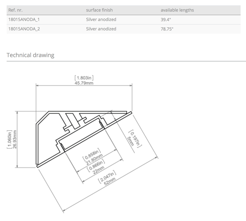 LOC-30 Aluminum Channel - Corner - For Strips Up To 21mm - 1m / 2m