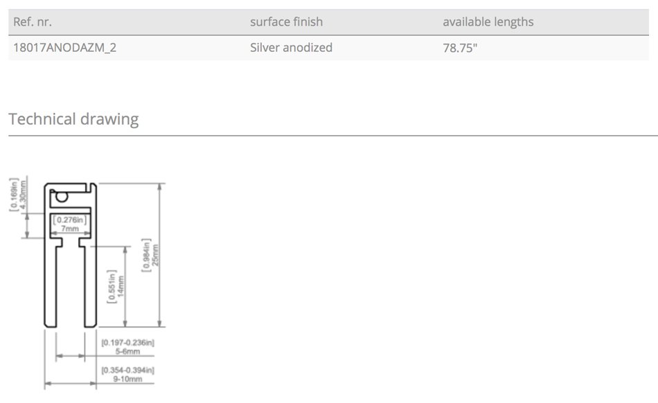 KRAV-56 Aluminum Channel - Edge Lit - For Strips Up To 7mm - 1m / 2m