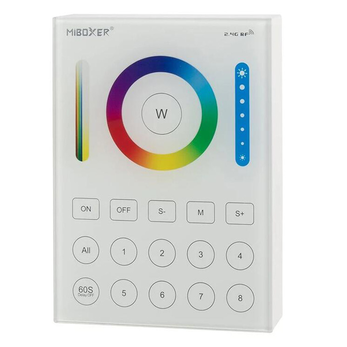 MiBoxer Wireless LED Wall Controller - RGB+CCT 8-Zone Touch Panel - Battery Operated - Click Image to Close