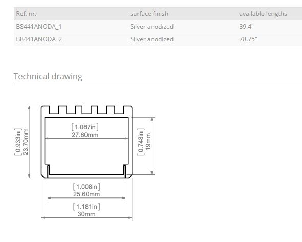 3035-O Aluminum Channel - Surface - For Strips Up To 25mm - 1m / 2m