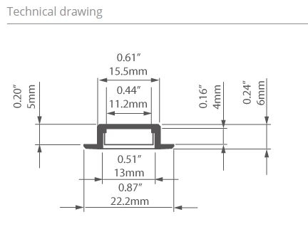 MICRO-NK Aluminum Channel - Recessed - For Strips Up To 11mm - 1m / 2m