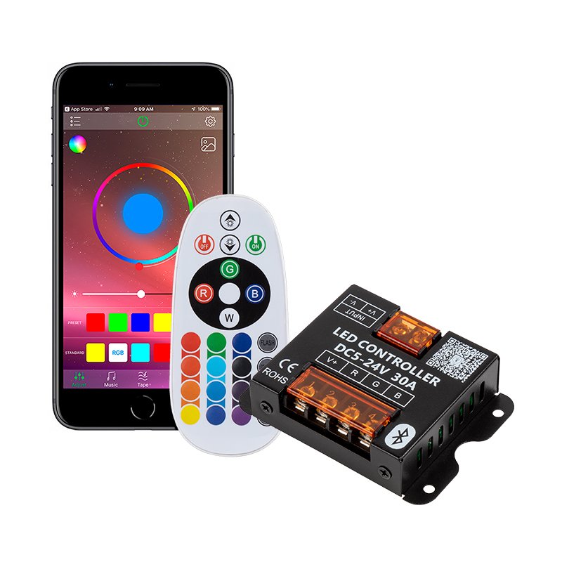 Bluetooth RGB LED Controller - Smartphone Compatible - 10 Amps/Channel - Optional RF Remote