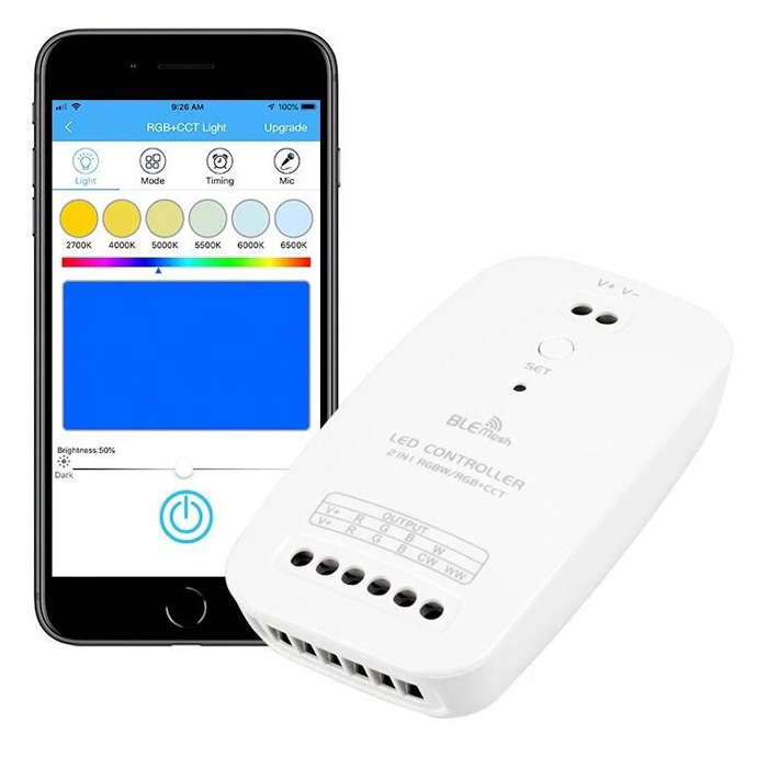 Bluetooth RGBW/RGB+Tunable White LED Controller - Smartphone Compatible - 5 Amps/Channel - LF-BL-A2