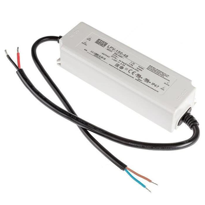Mean Well LED Switching Power Supply - LPV Series 150W Single Output LED Power Supply - 48V DC - 208-277 VAC