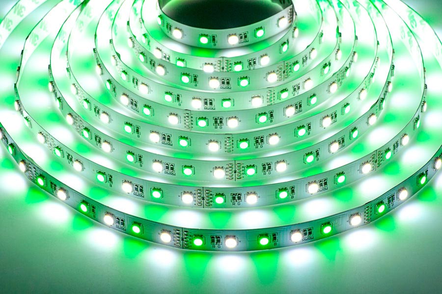 RGBW LED Strip Lights - 12V LED Tape Light w/ White and Multicolor LEDs - 245 Lumens/ft. - Click Image to Close