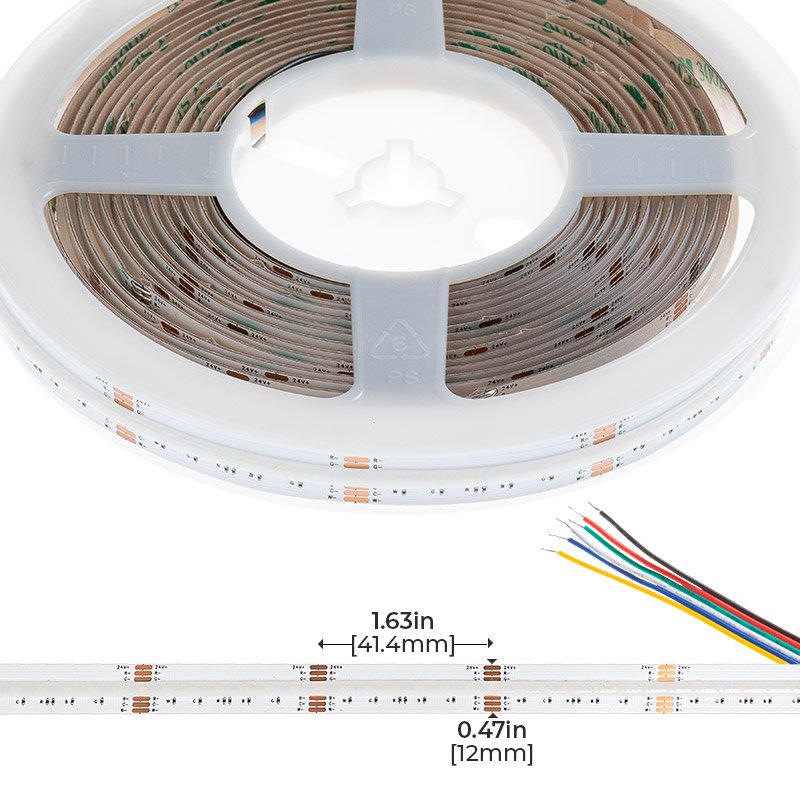 5m RGB+CCT COB LED Strip Light - COB Series LED Tape Light - IP20 - 24V