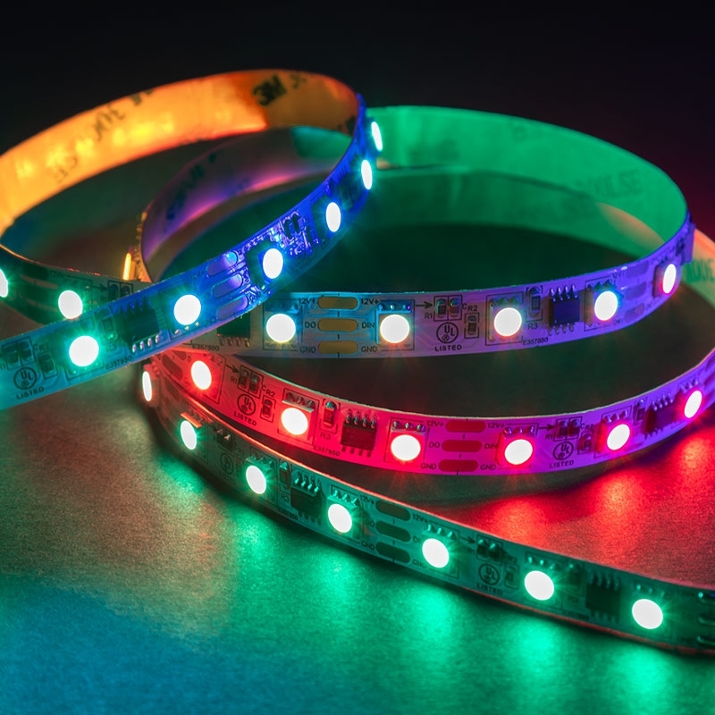 5m Digital RGB LED Strip Light - 18 LEDs/ft - Addressable Color-Chasing LED Tape Light - 12V - IP20 - RGB