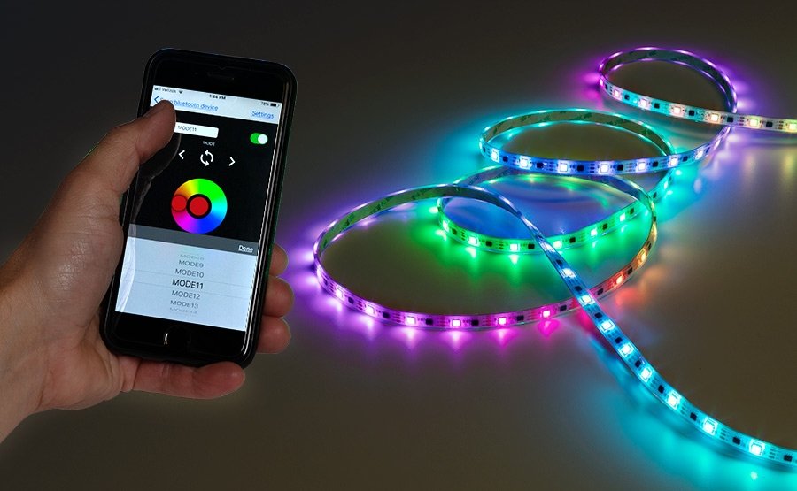 3m Digital RGB LED Strip Light - Single Addressable Color-Chasing LED Tape Light - 5V - IP67 - RGB