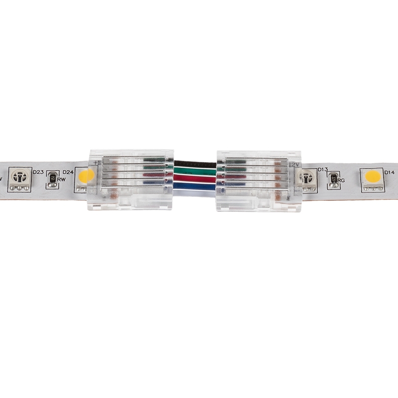 Solderless Clamp-On Up / Down ‘L’ Wire Connector - 12mm RGBW LED Strip Lights - Click Image to Close