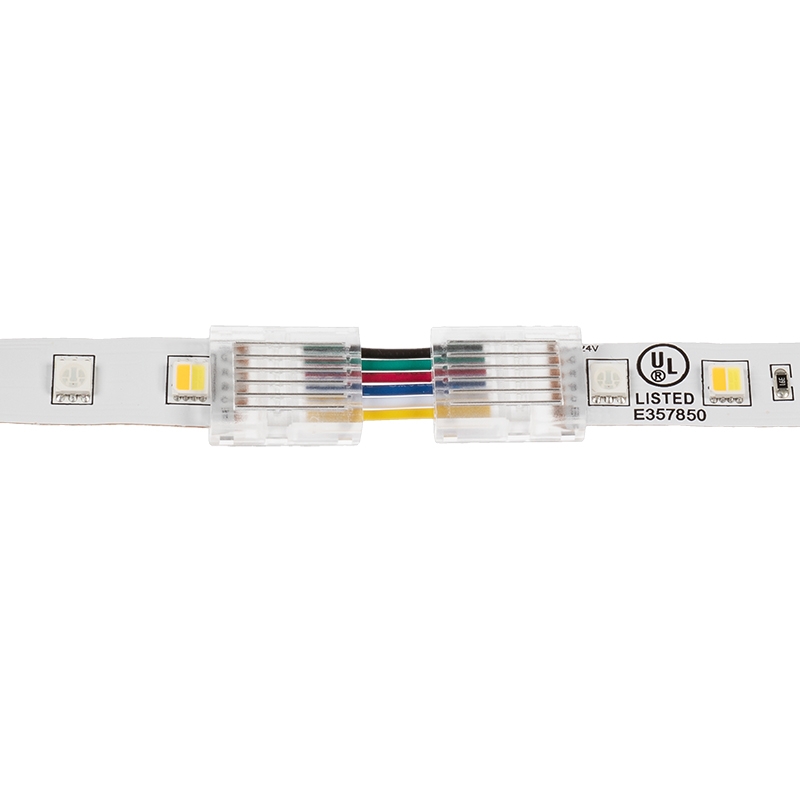 Solderless Clamp-On Up / Down ‘L’ Wire Connector - 12mm RGB + CCT LED Strip Lights - Click Image to Close