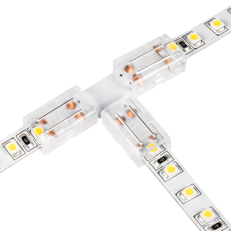 Solderless Clamp-On T Connector for 8mm Single Color LED Strip Lights - Click Image to Close